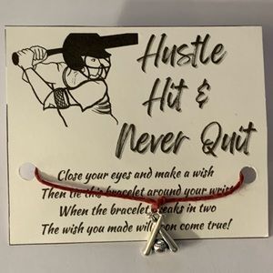 Handmade Softball Bats Red Hemp Cord Wishing Bracelets Brand New